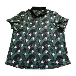 Puma Golf Polo Shirt Womens XL Stretch Short Sleeve Floral Hawaiian Mens Medium